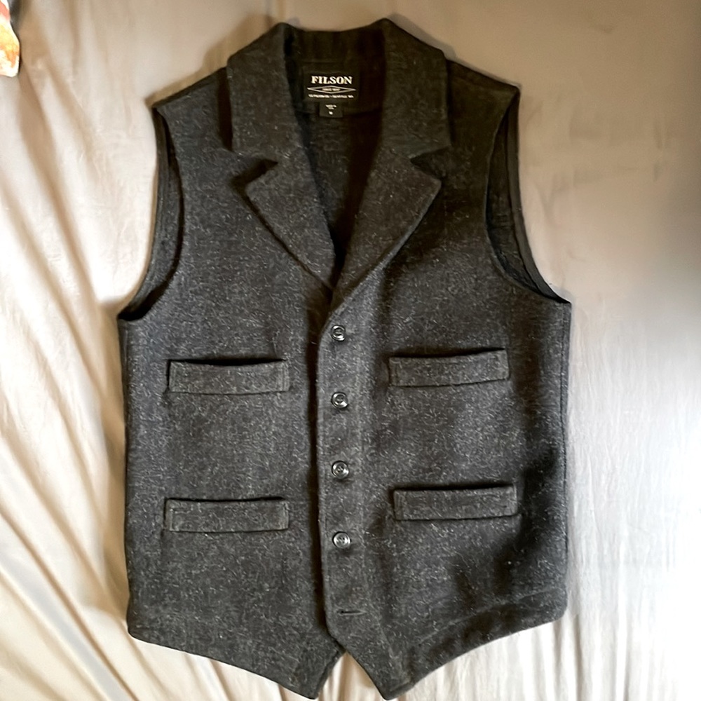 Filson Mackinaw Wool Western Vest, Charcoal